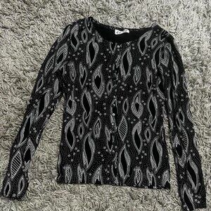 90s Vintage Black and White Button Up top Size S